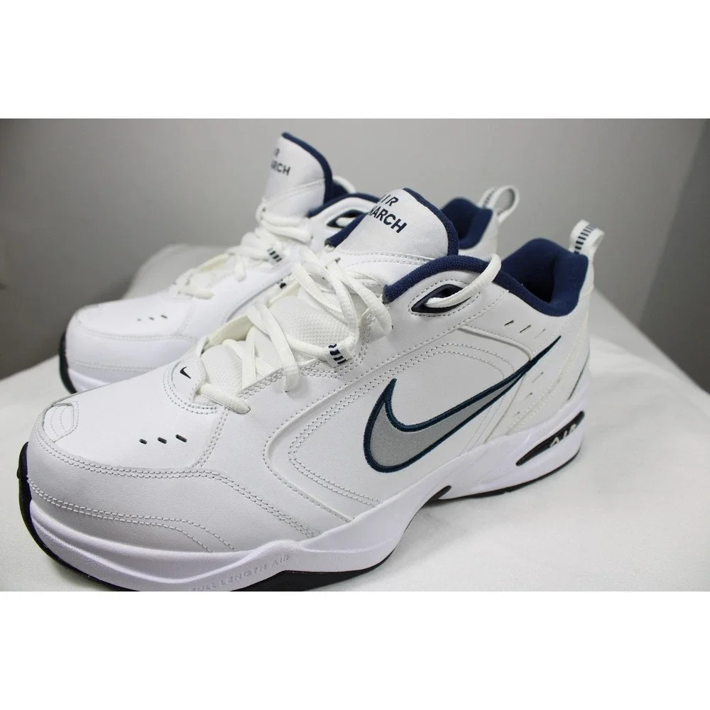 Nike Air Monarch IV Mens Training Shoes Sneakers Size 12 4E White Navy